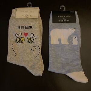 NWT Talbots Trouser Socks one size Bees Polar Bears
